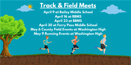 Track and Field dates are Tuesdays in April